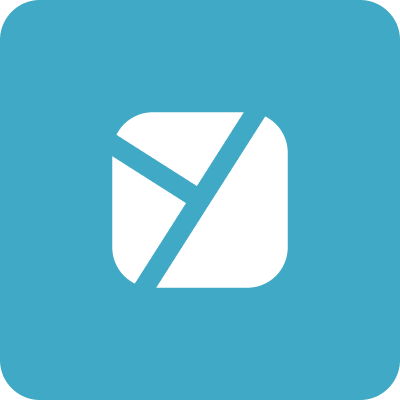 Blue square icon with a white, geometric abstract symbol inside.