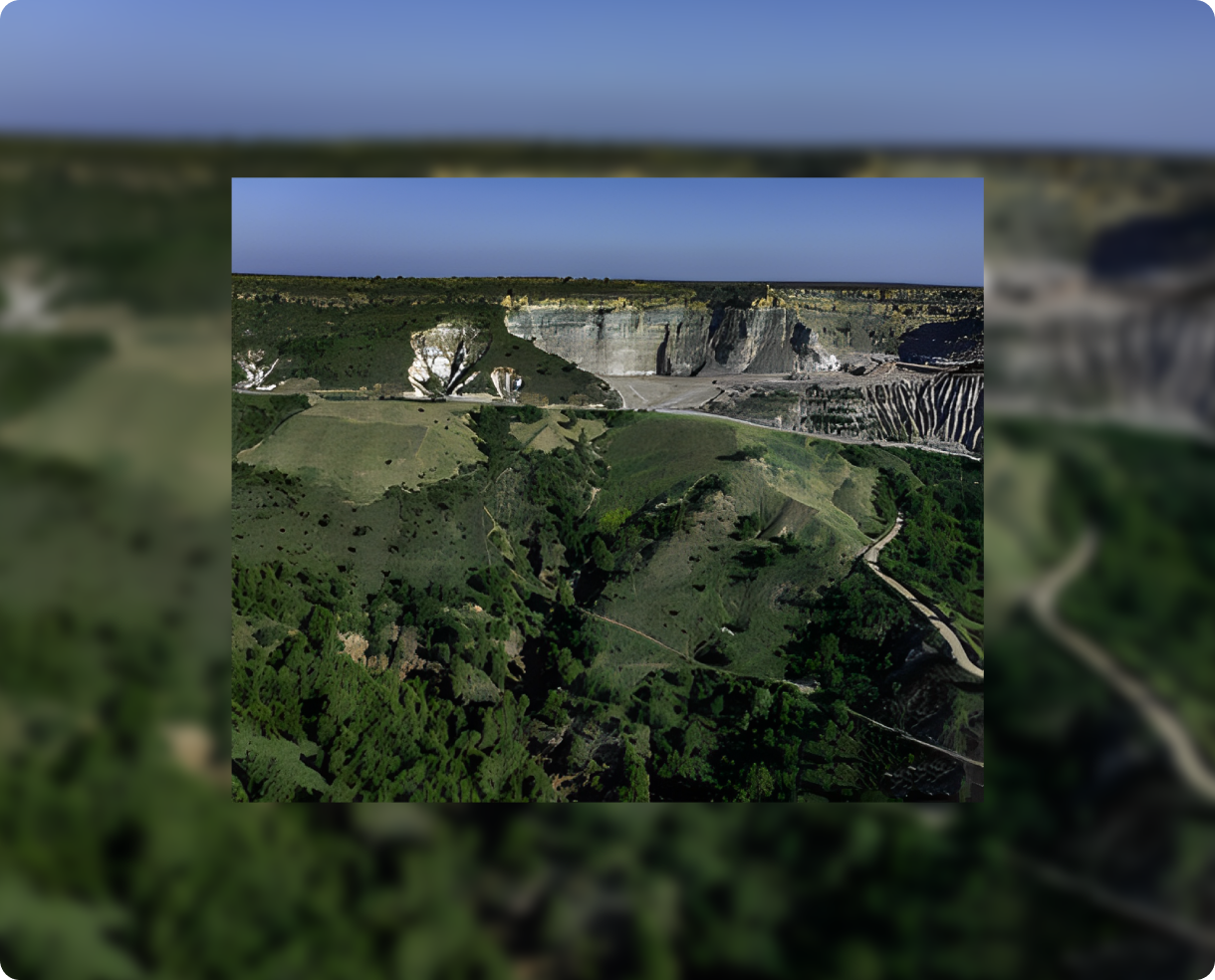 A view of a mountain from the ground up.